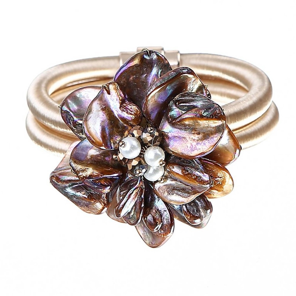 Shell and Pearl Cuff Bracelet in Rose Gold. Brand new!